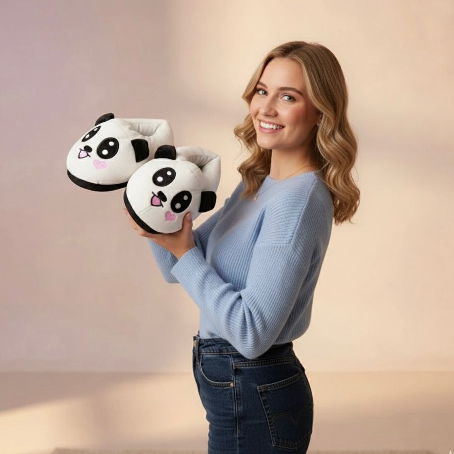 Panda Emoji Slippers Warm & Comfortable