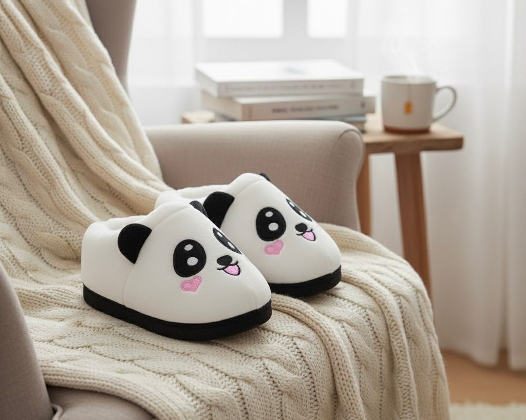 Panda Emoji Slippers Warm & Comfortable